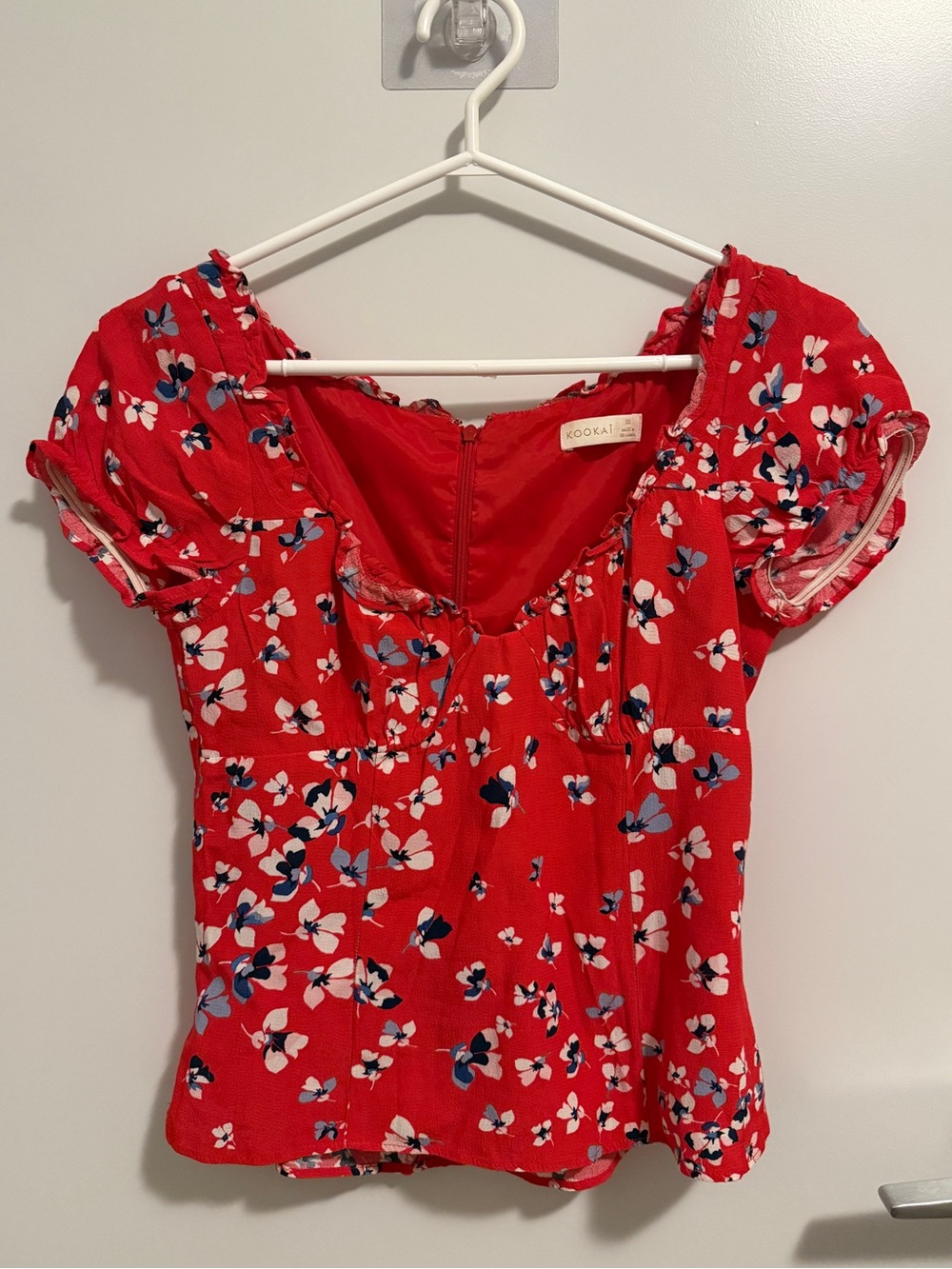 Kookaï Floral Top w/ Subtle Ruffles